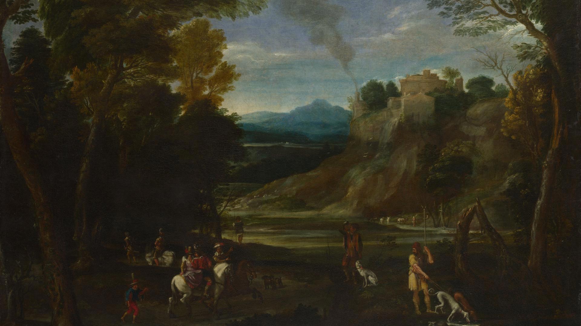 Landscape with a Hunting Party by Giovanni Battista Viola