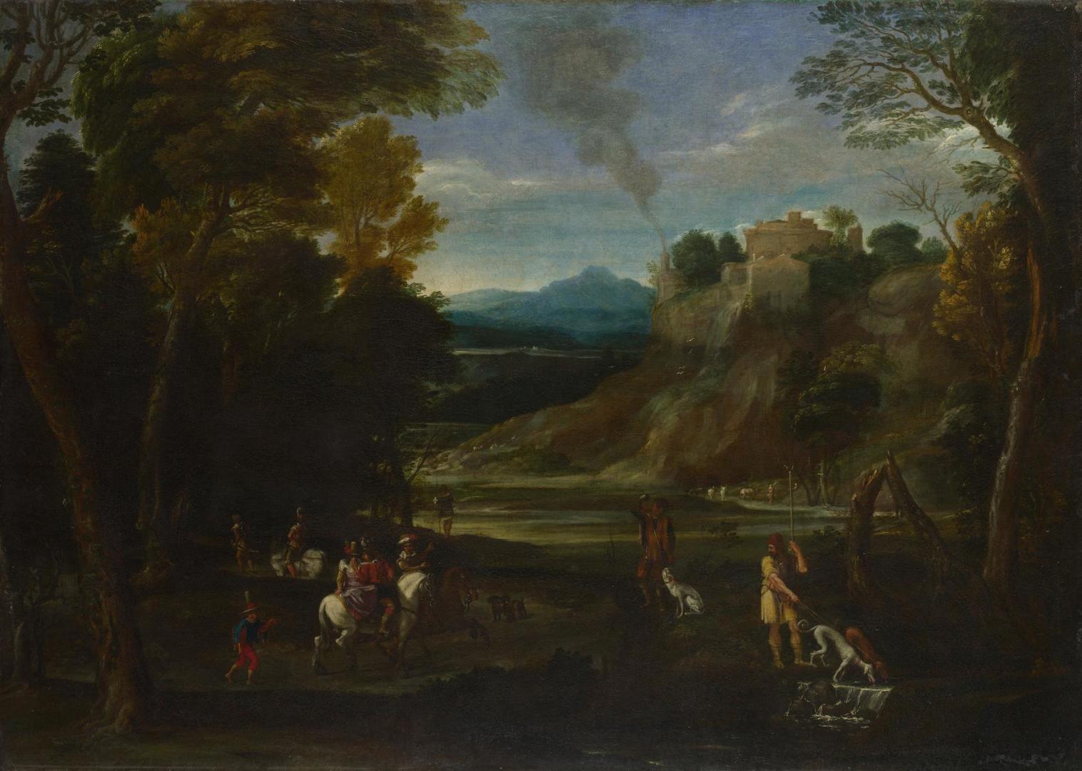 Landscape with a Hunting Party by Giovanni Battista Viola