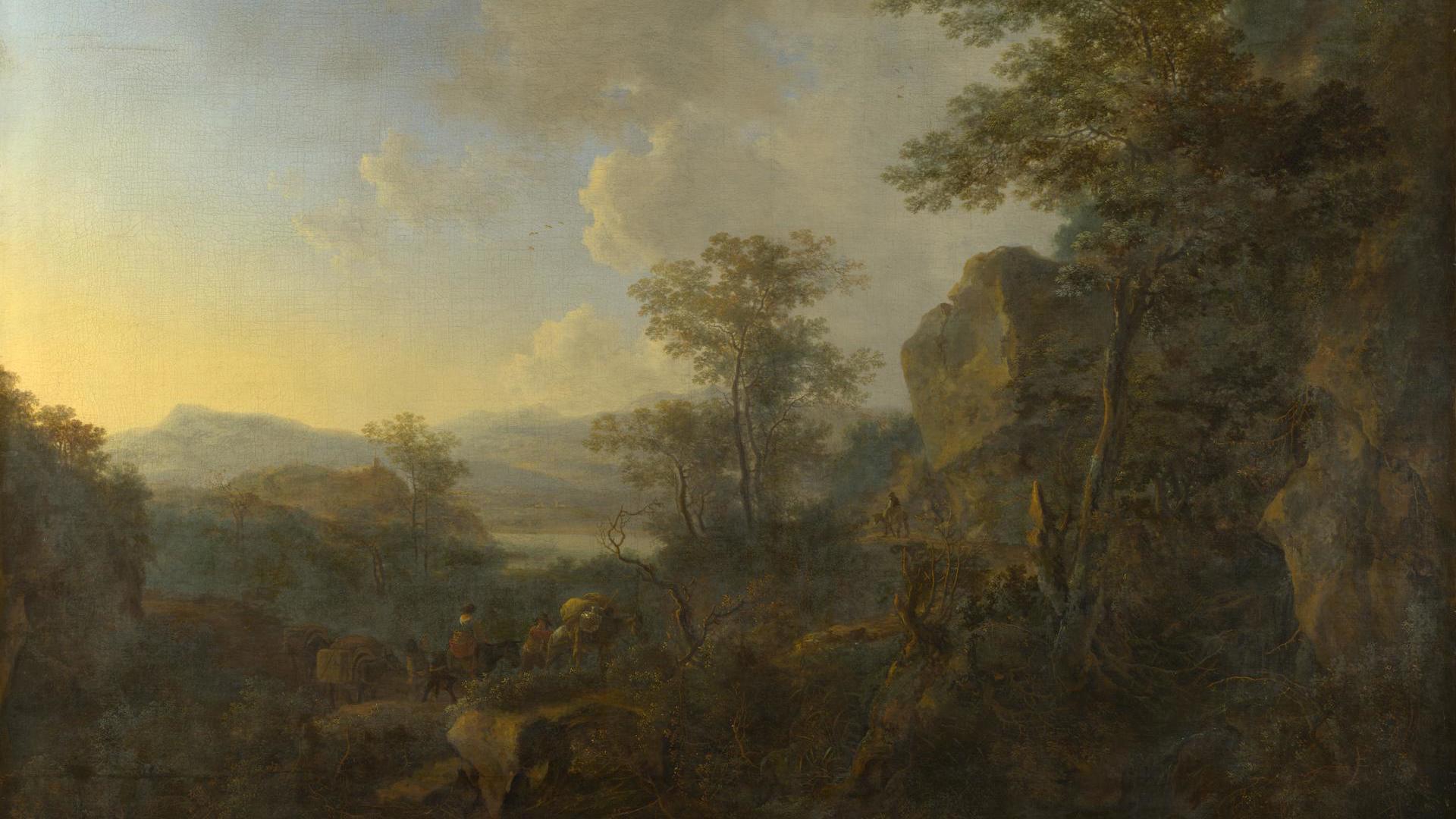 A Rocky Landscape with Peasants and Pack Mules by Jan Both