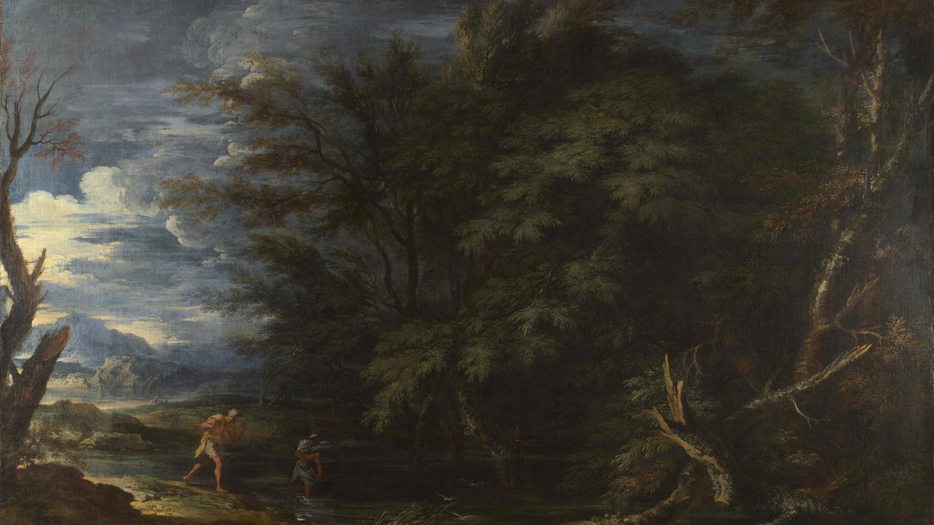 Landscape with Mercury and the Dishonest Woodman by Salvator Rosa