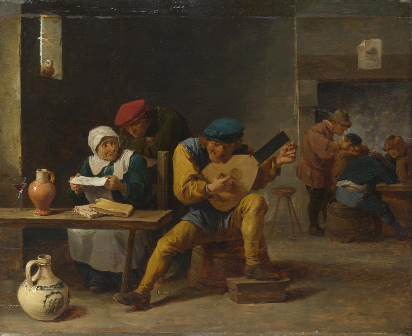 Peasants making Music in an Inn by Studio of David Teniers the Younger