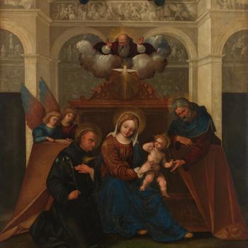 The Holy Family with a Saint, the Trinity and Angels