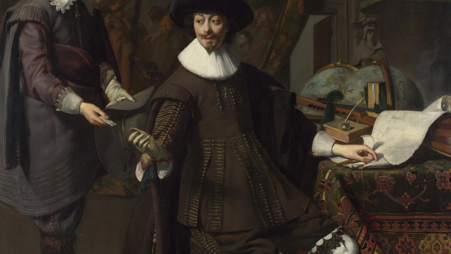 Portrait of Constantijn Huygens and his (?) Clerk by Thomas de Keyser