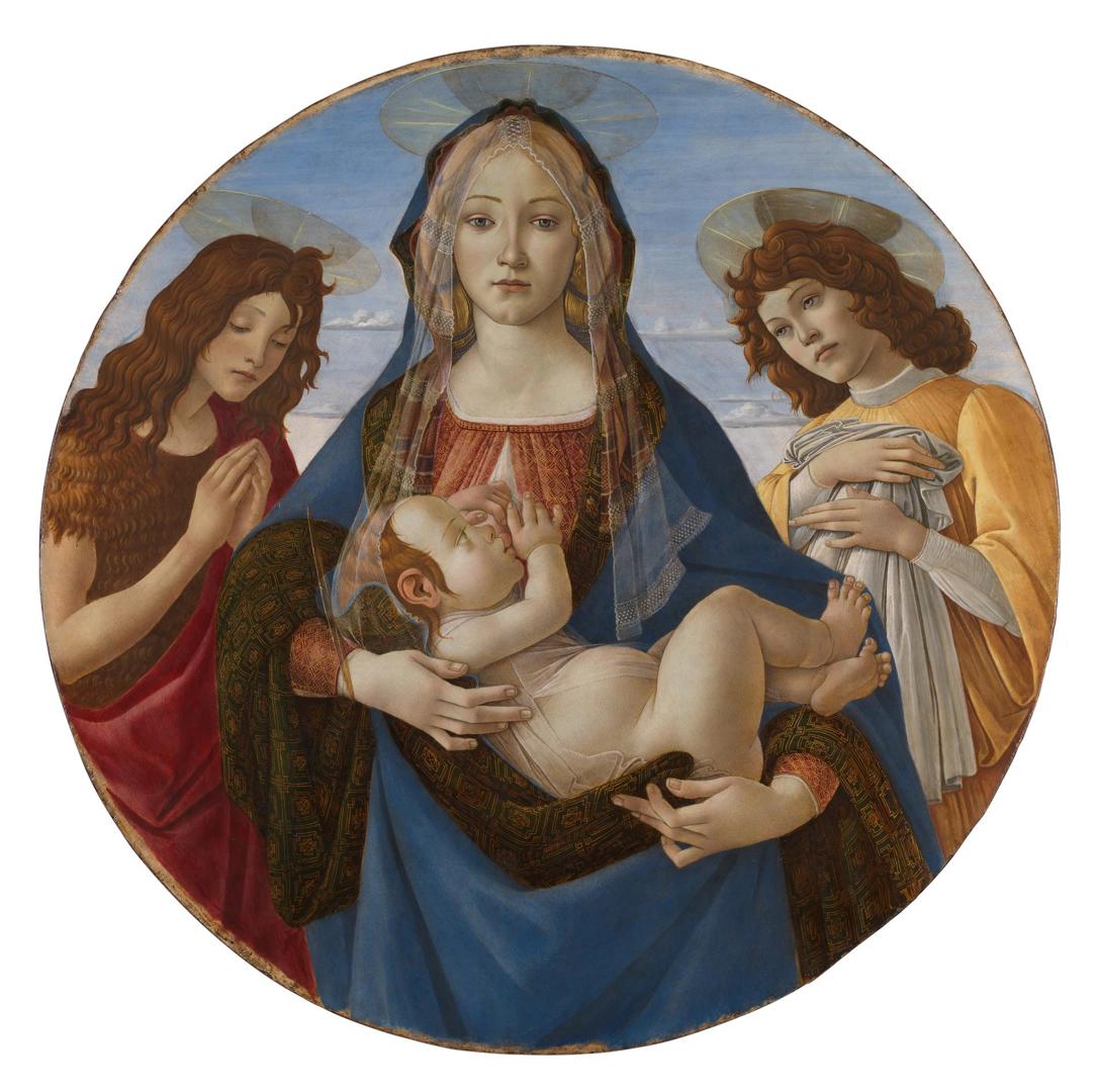 The Virgin and Child with Saint John and an Angel by Workshop of Sandro Botticelli