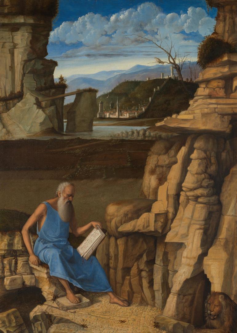 Saint Jerome reading in a Landscape by Giovanni Bellini