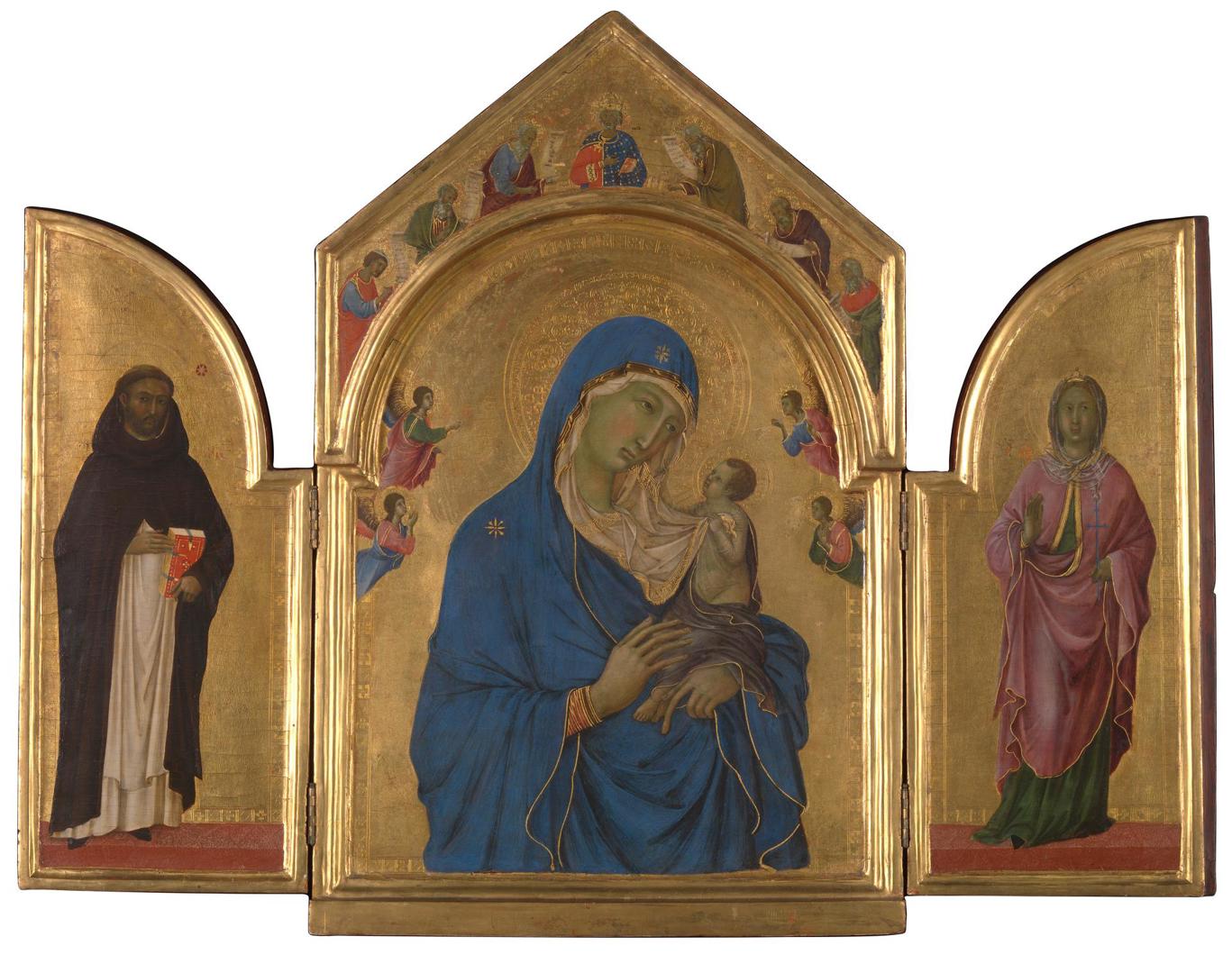 The Virgin and Child with Saints Dominic and Aurea by Duccio
