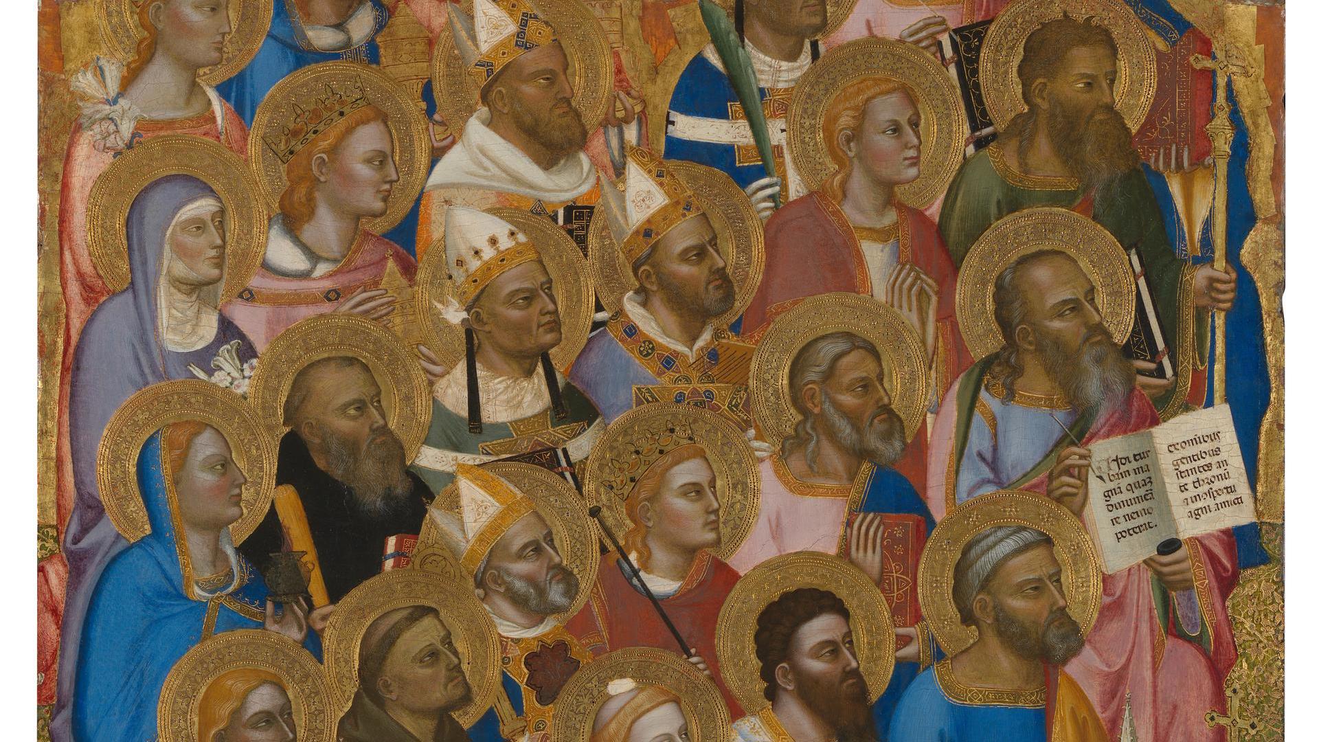 Adoring Saints: Left Main Tier Panel by Jacopo di Cione and workshop