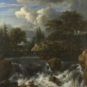 A Waterfall in a Rocky Landscape