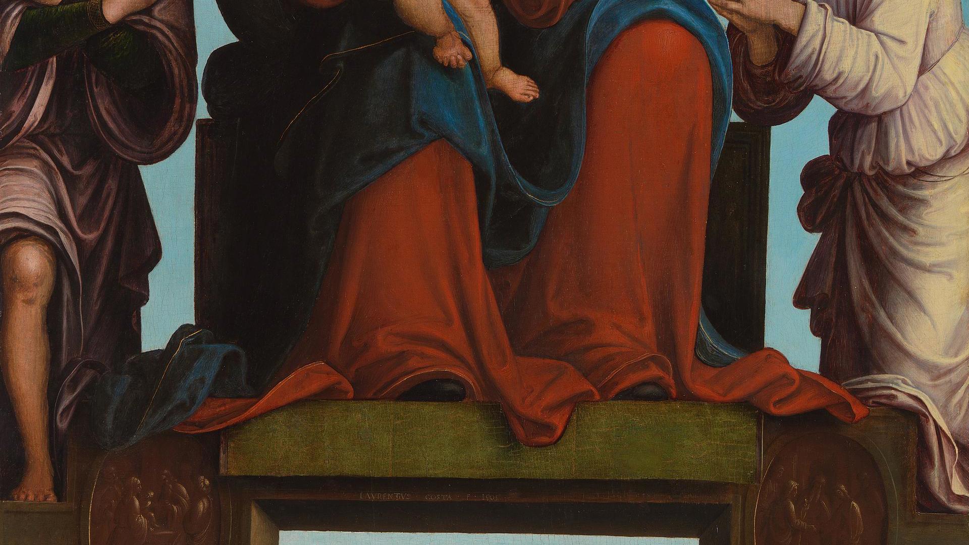 The Virgin and Child enthroned with Angels by Lorenzo Costa