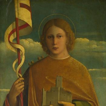 A Saint with a Fortress and a Banner