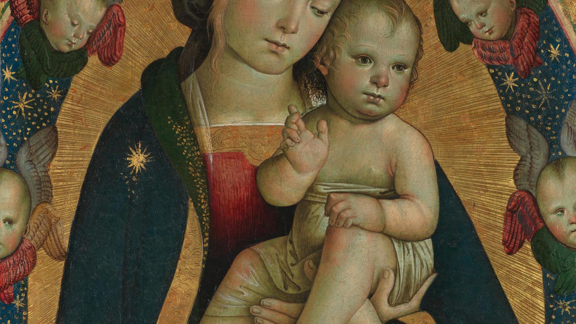 The Virgin and Child in a Mandorla with Cherubim by Italian, Umbrian or Roman