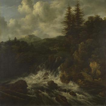 A Landscape with a Waterfall and a Castle on a Hill