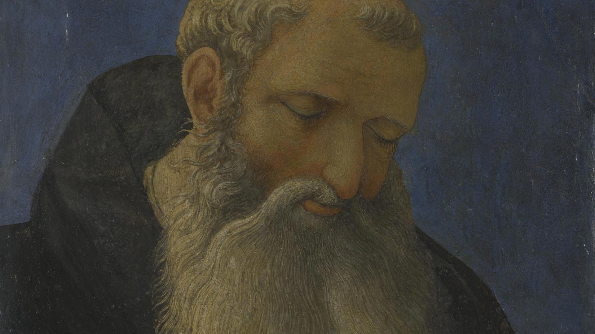 Head of a Tonsured, Bearded Saint by Domenico Veneziano