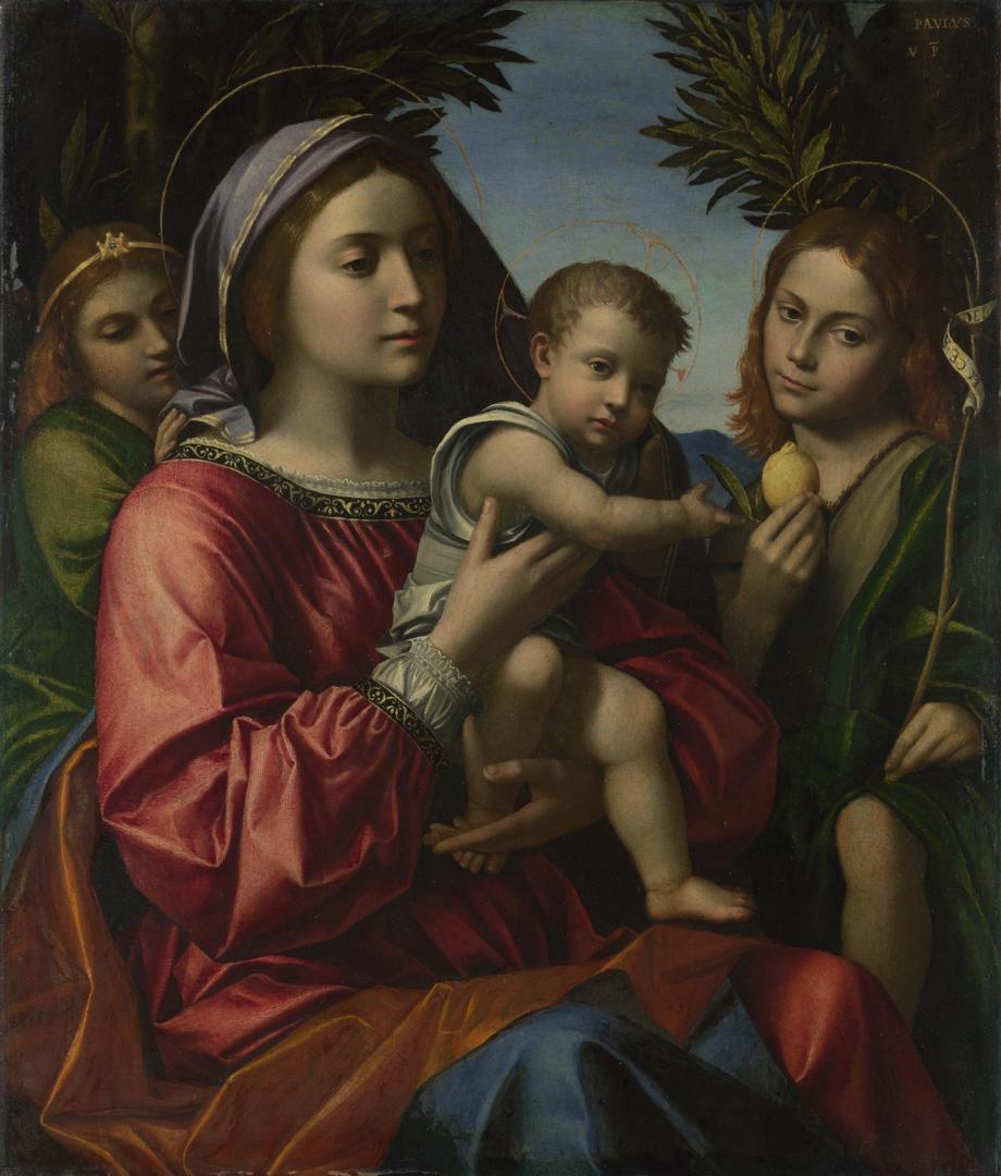 The Virgin and Child with the Baptist and an Angel by Paolo Morando