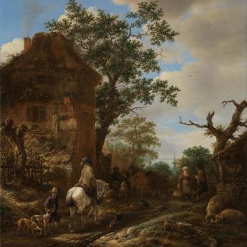The Outskirts of a Village, with a Horseman