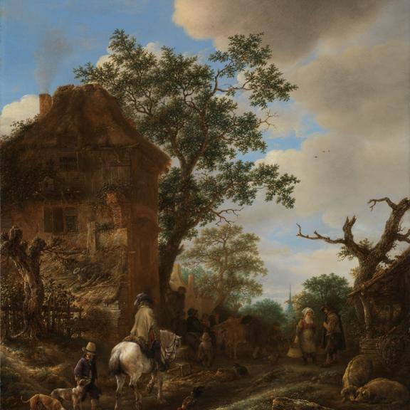 The Outskirts of a Village, with a Horseman