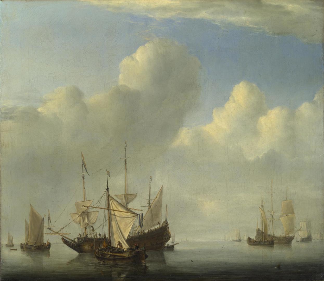 A Dutch Ship coming to Anchor by Willem van de Velde