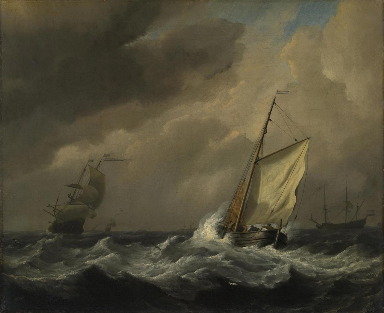 A Small Dutch Vessel close-hauled in a Strong Breeze by Willem van de Velde