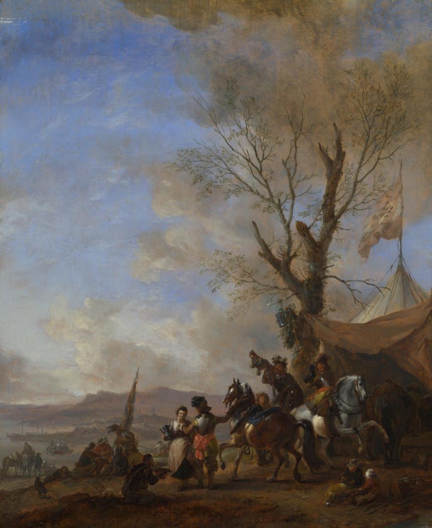 Cavalrymen halted at a Sutler's Booth by Philips Wouwerman