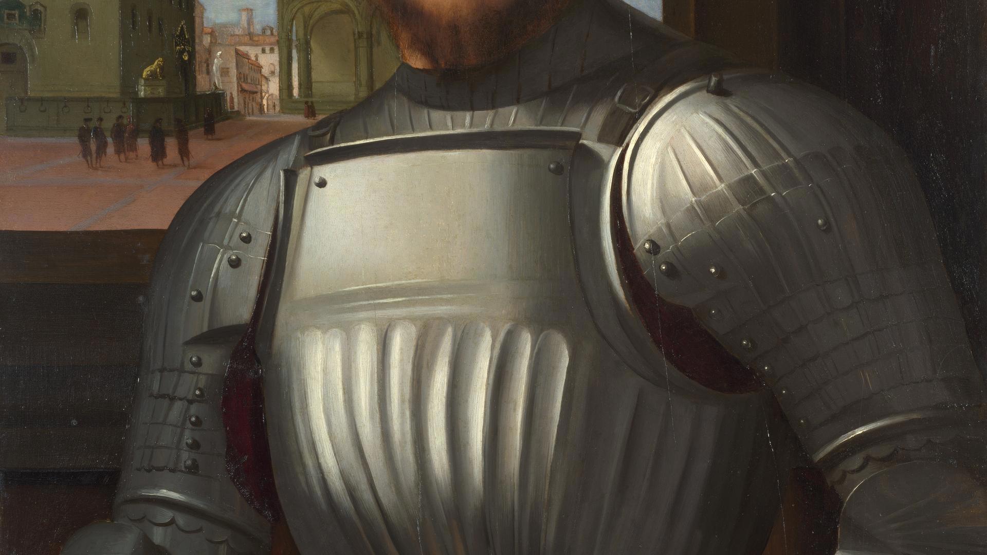 Portrait of a Man in Armour by Possibly by Francesco Granacci