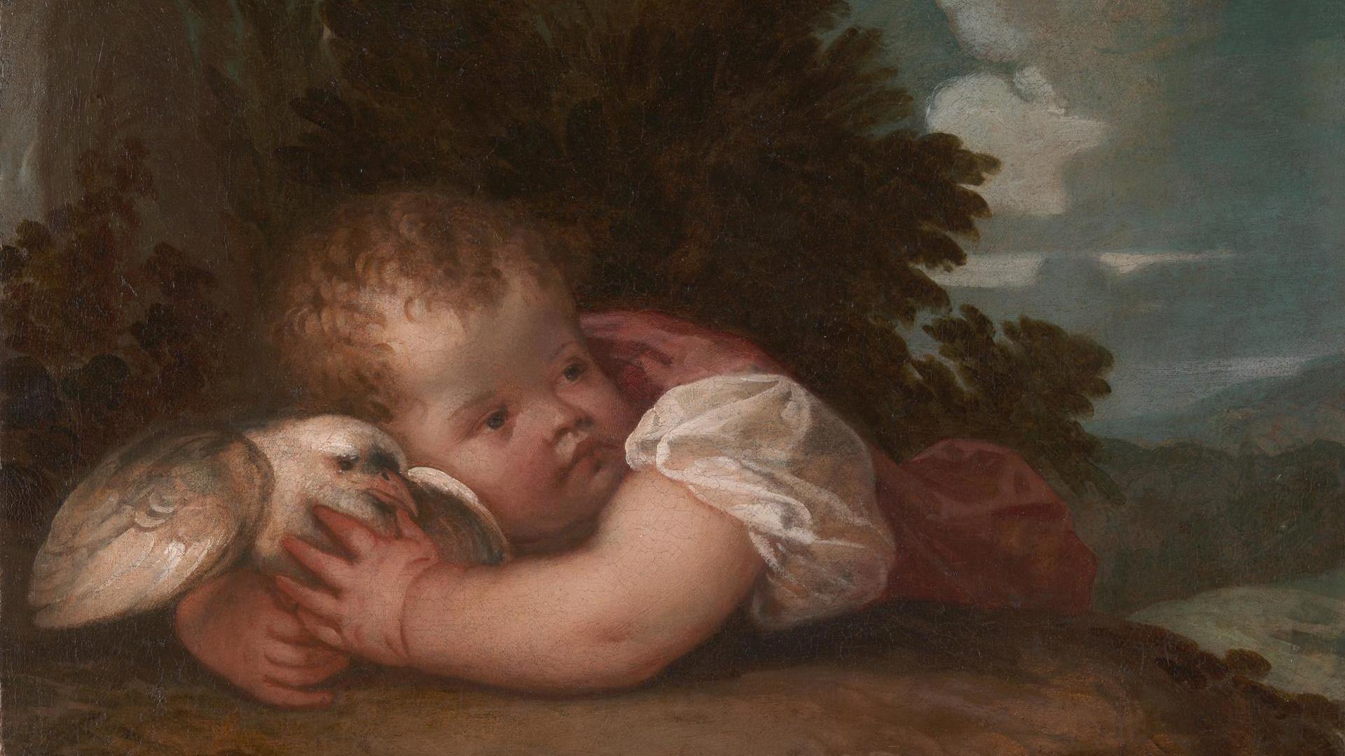 A Boy with a Bird by Titian or Titian workshop