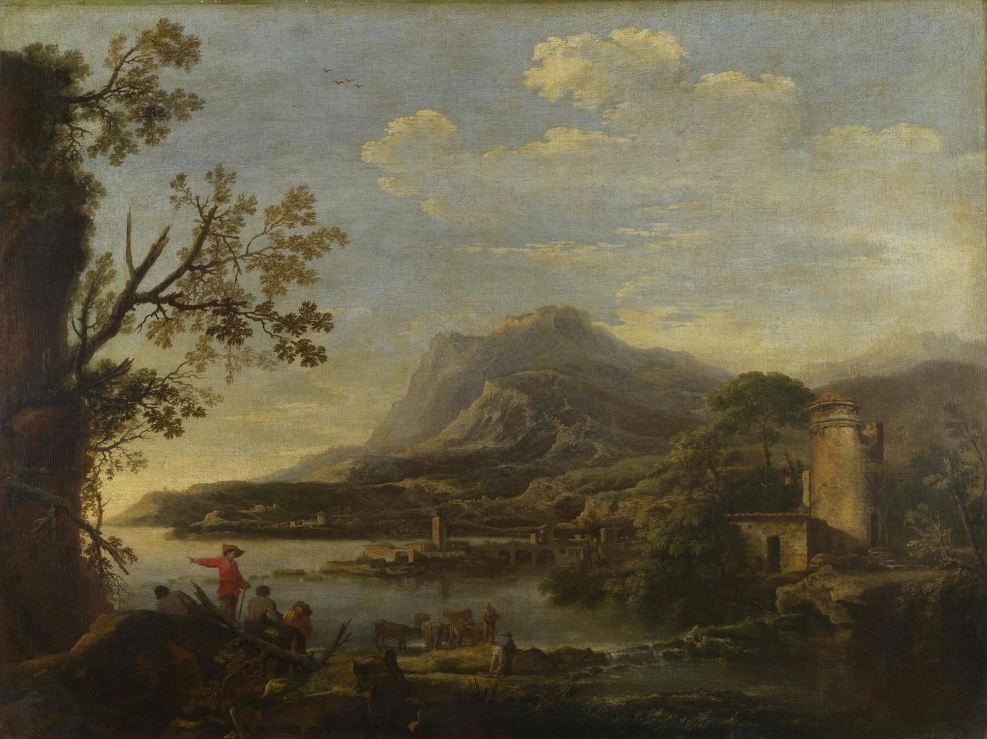 A Coastal Scene by Style of Salvator Rosa
