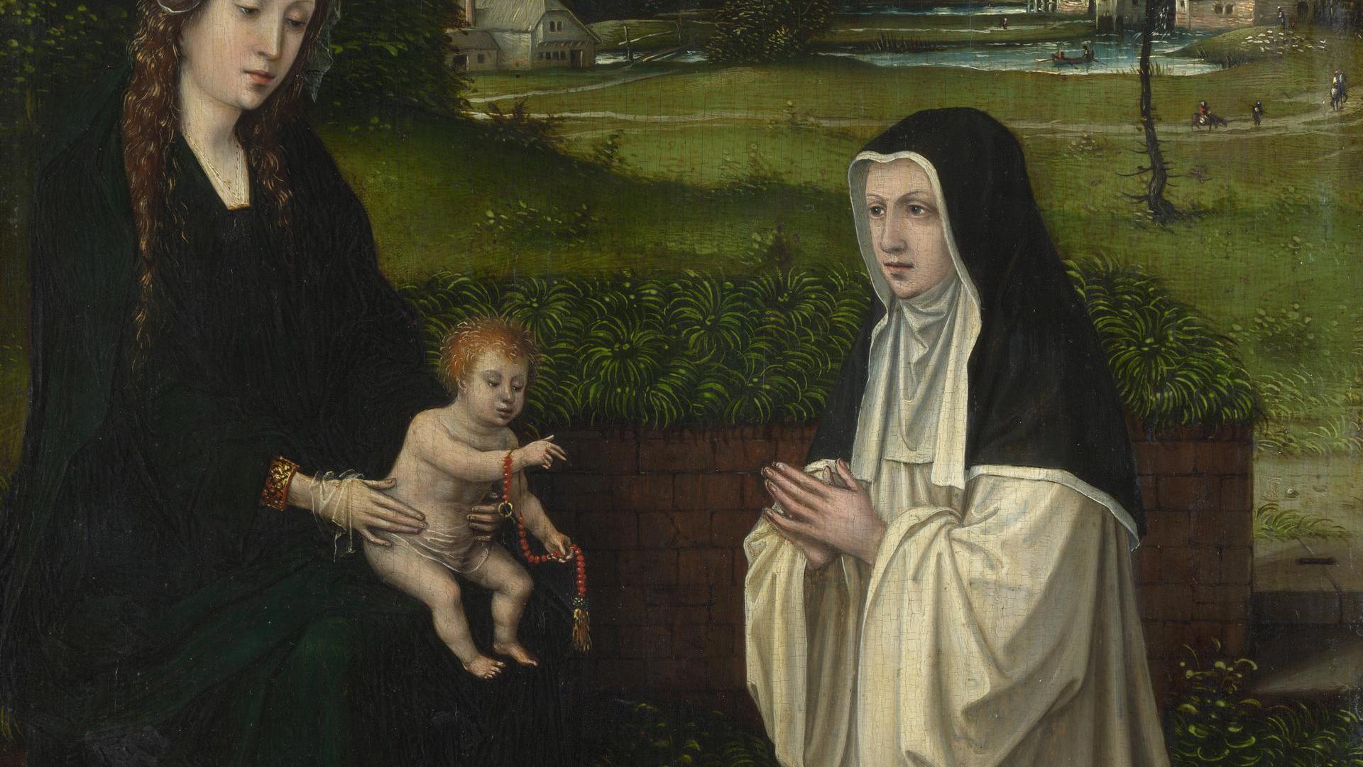 The Virgin and Child with an Augustinian Canoness by Follower of Joos van Cleve