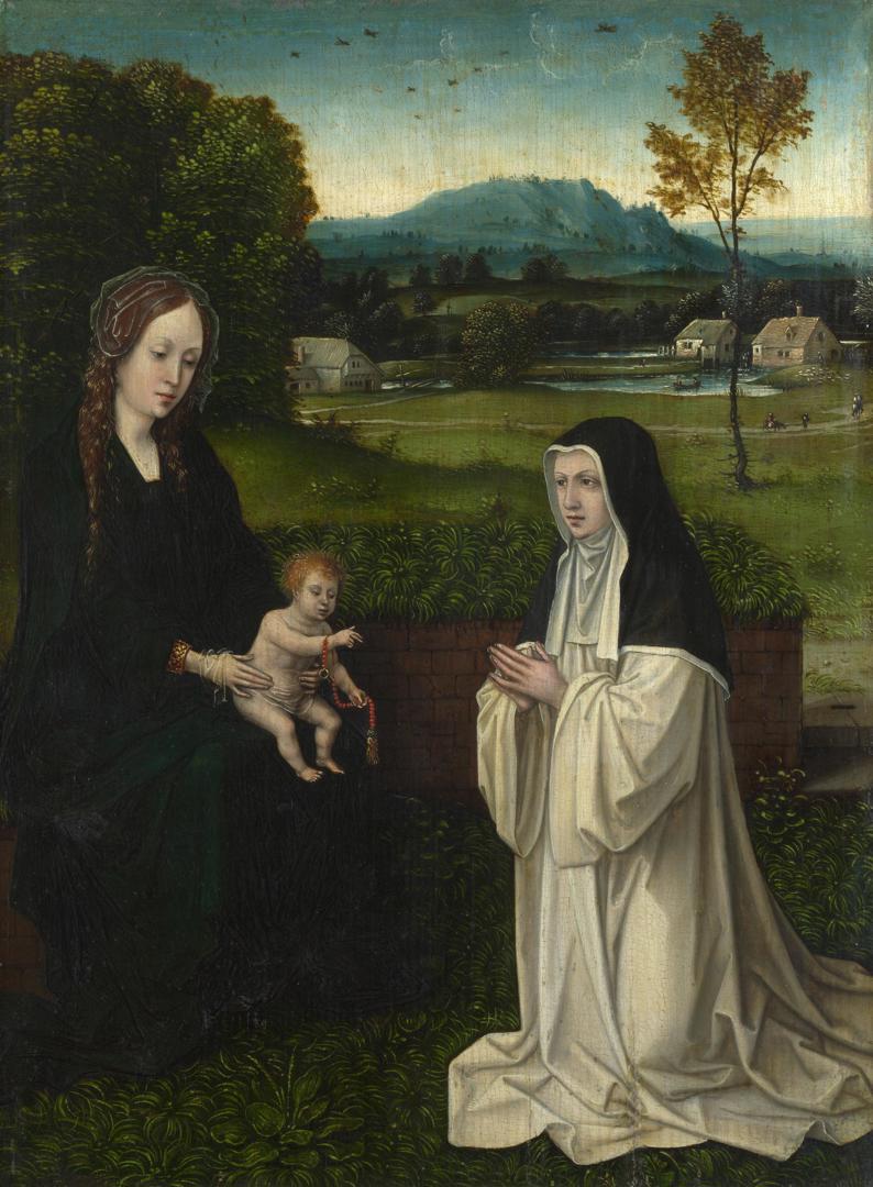 The Virgin and Child with an Augustinian Canoness by Follower of Joos van Cleve