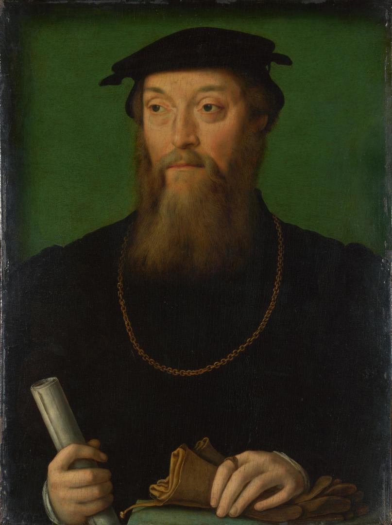 Portrait of a Man holding a Scroll and Gloves by Associate of Corneille de Lyon