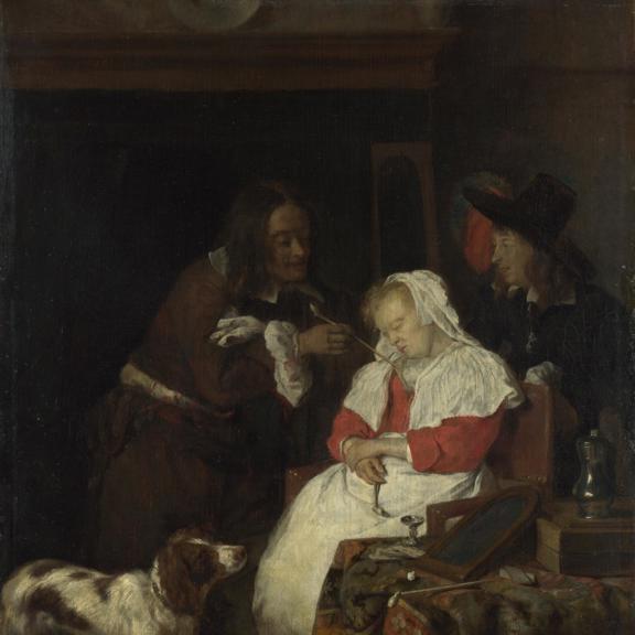 Two Men with a Sleeping Woman