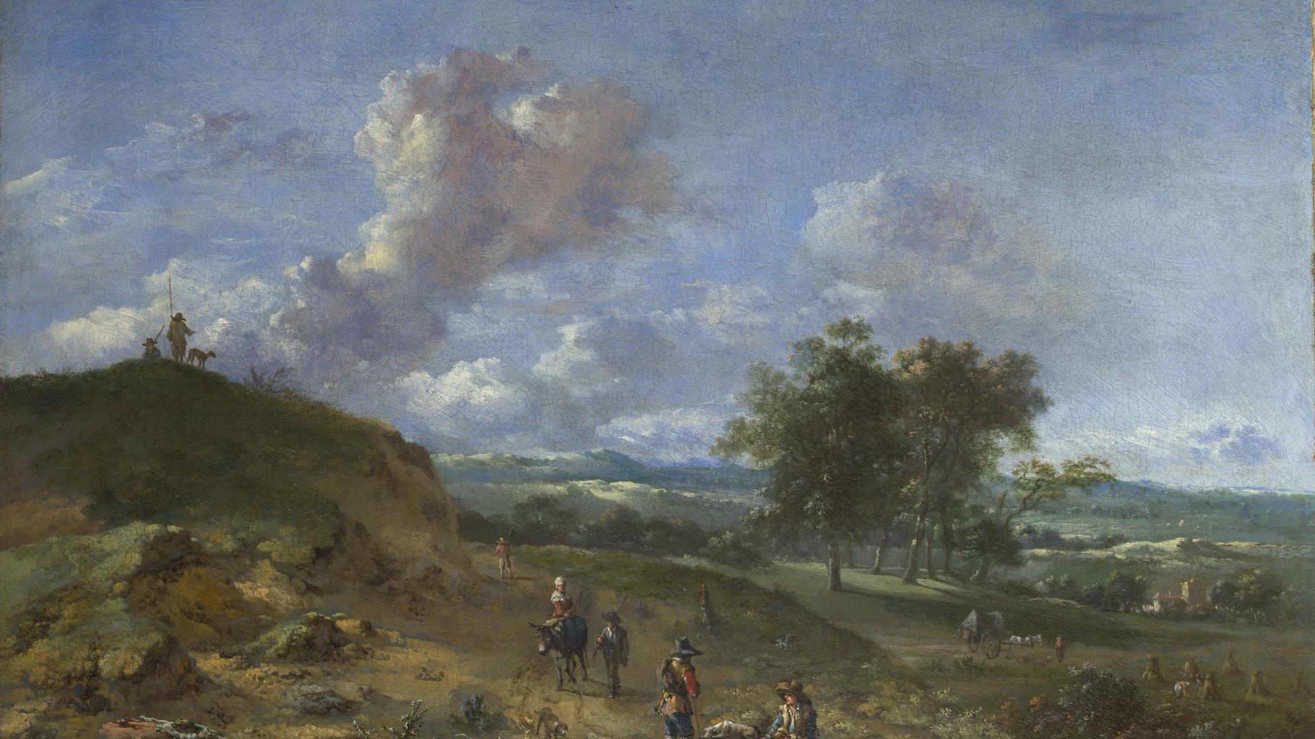 A Landscape with a High Dune and Peasants on a Road by Jan Wijnants