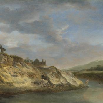 A Stream in the Dunes, with Two Bathers