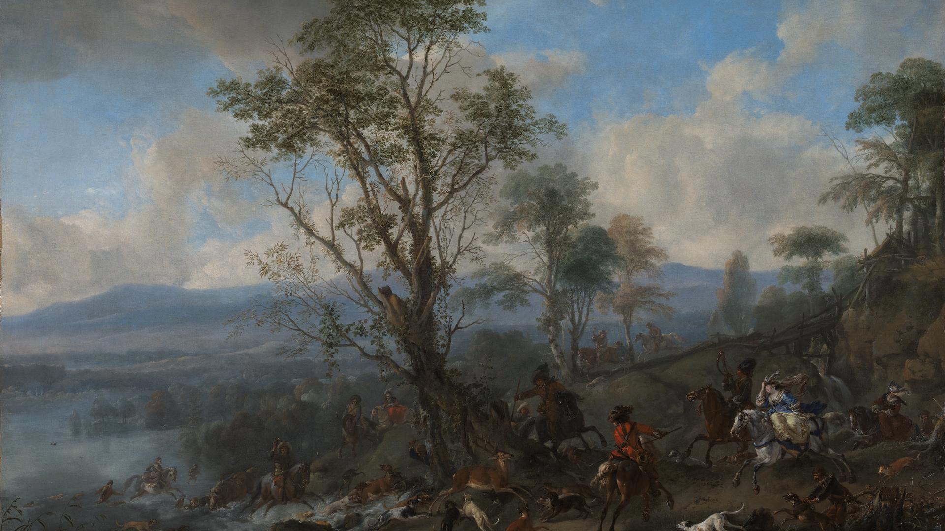 A Stag Hunt by Philips Wouwerman