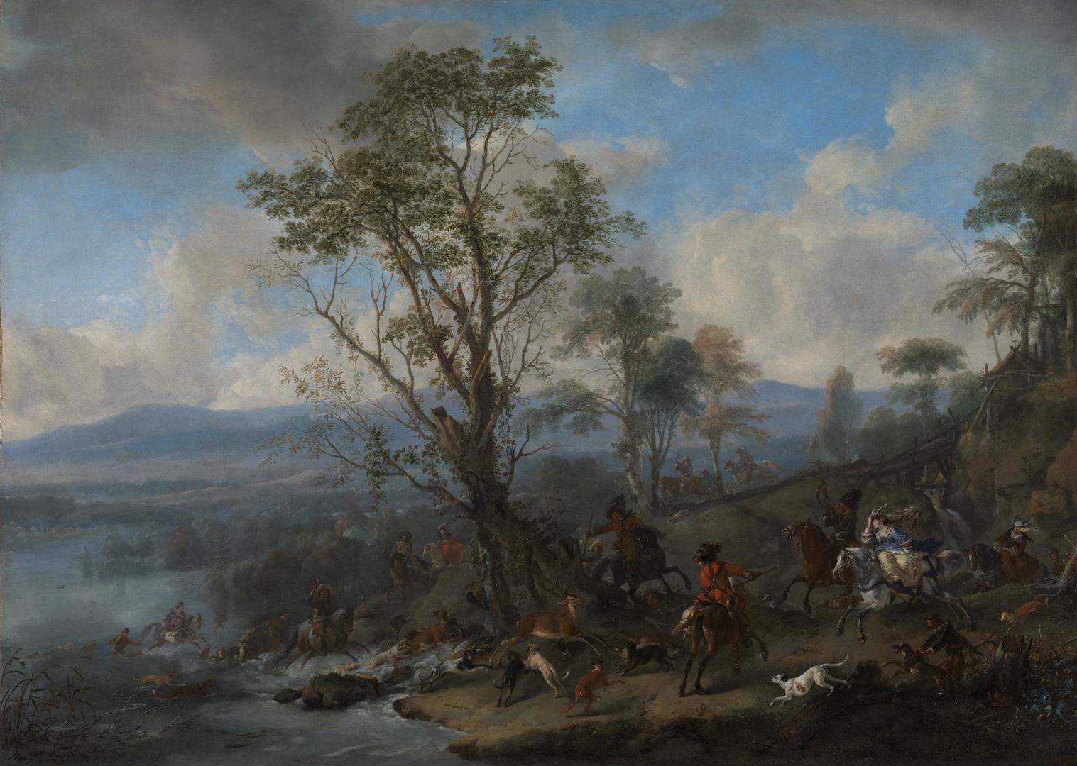 A Stag Hunt by Philips Wouwerman