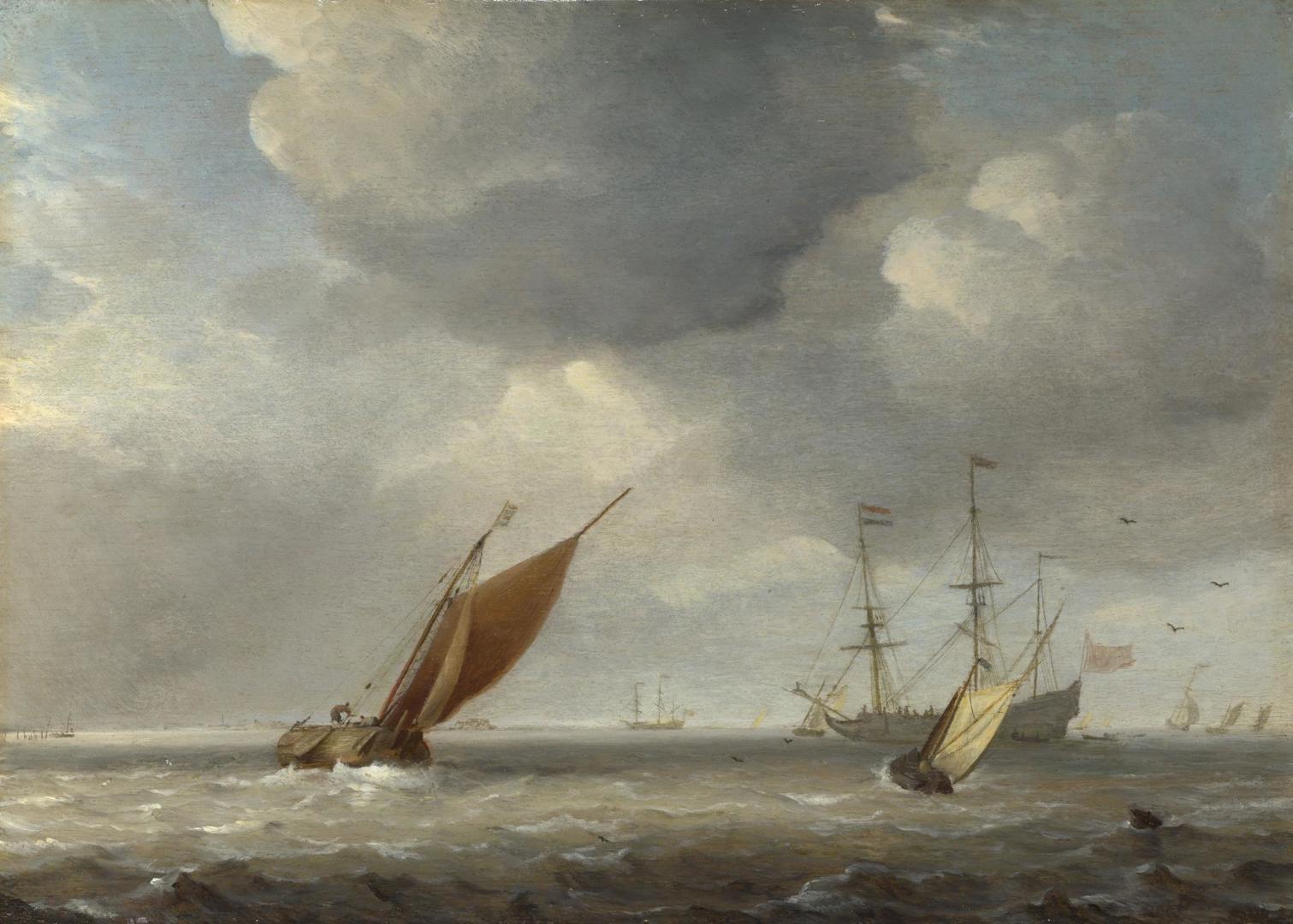 Small Dutch Vessels in a Breeze by Studio of Willem van de Velde