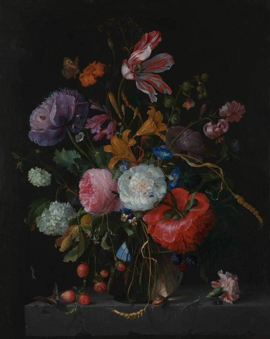 Flowers in a Glass Vase by Jacob van Walscapelle