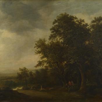 A Woody Landscape with a Stag Hunt