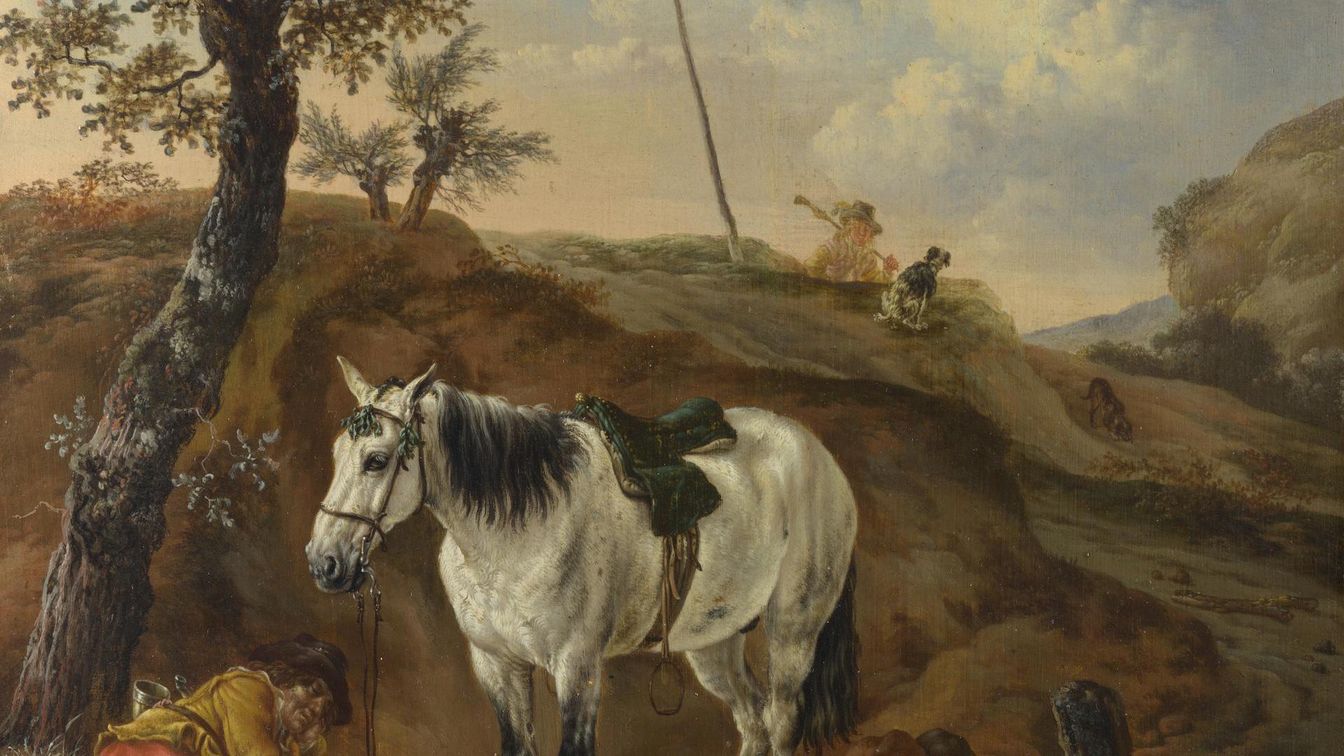 A White Horse standing by a Sleeping Man by Pieter Verbeeck