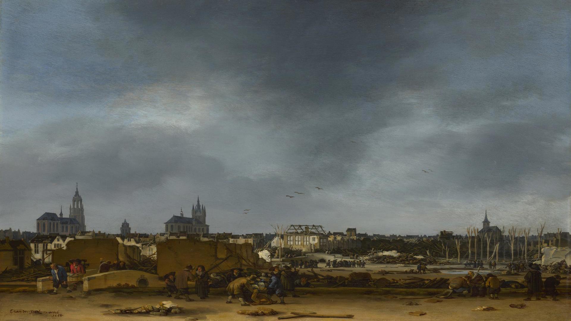 A View of Delft after the Explosion of 1654 by Egbert van der Poel