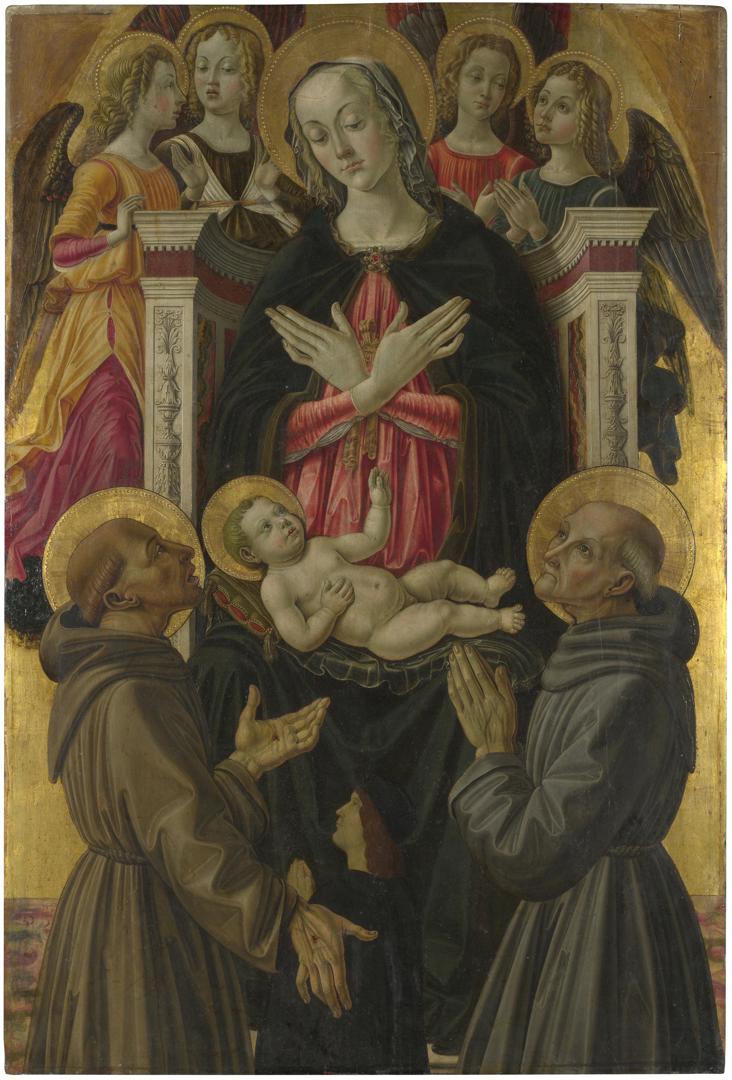 The Virgin and Child with Saints, Angels and a Donor by Probably by Bartolomeo Caporali