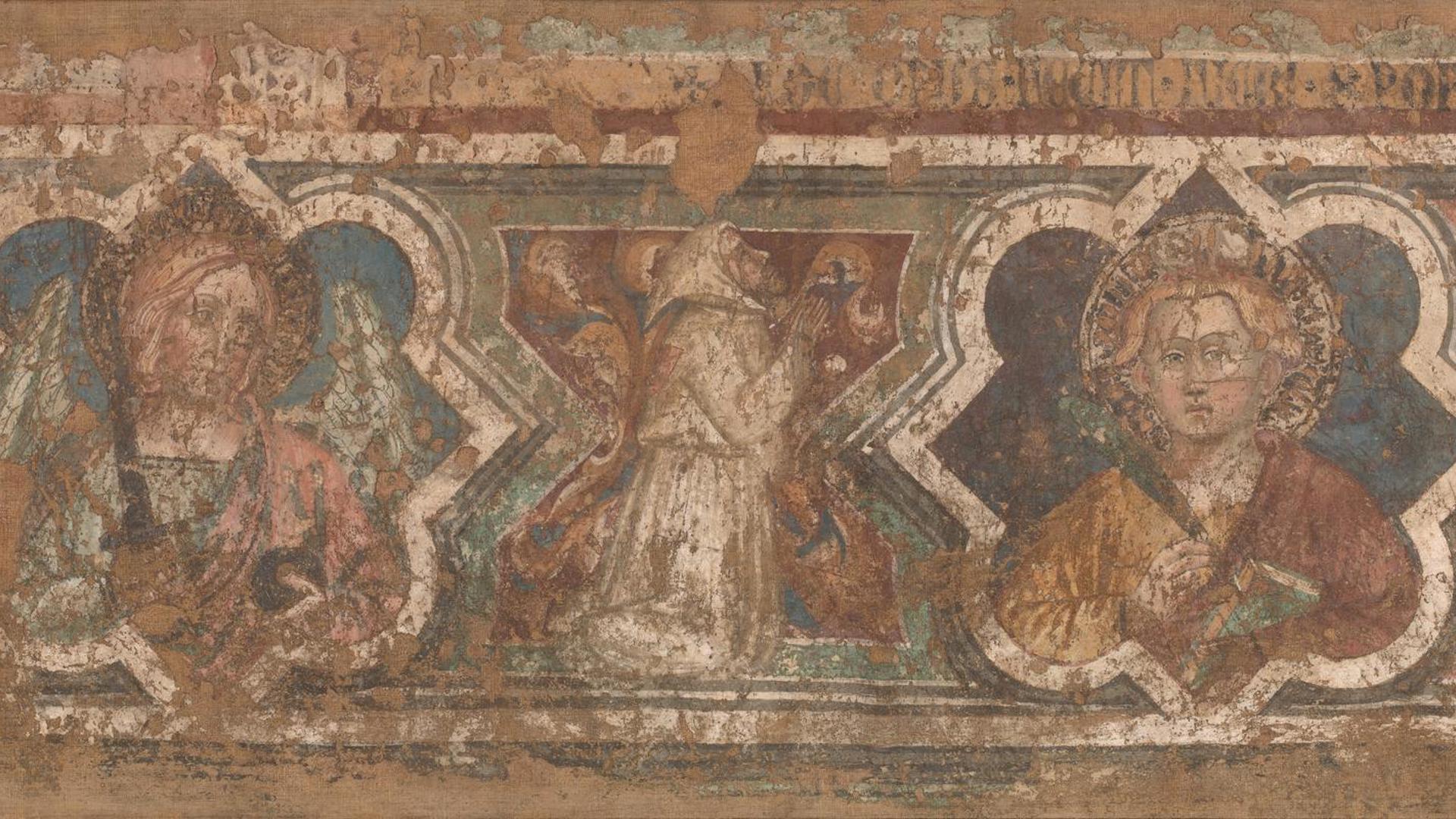 Decorative Border with a Kneeling Flagellant and Saints by Spinello Aretino