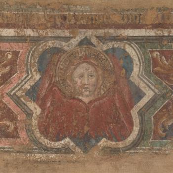 Decorative Border with a Seraph and Saint Catherine