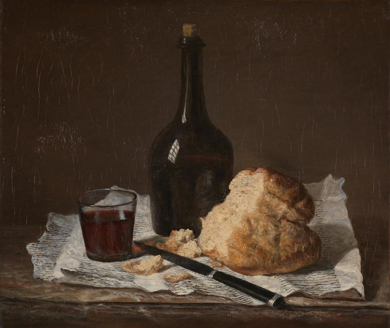 Still Life with Bottle, Glass and Loaf by Imitator of Jean-Siméon Chardin
