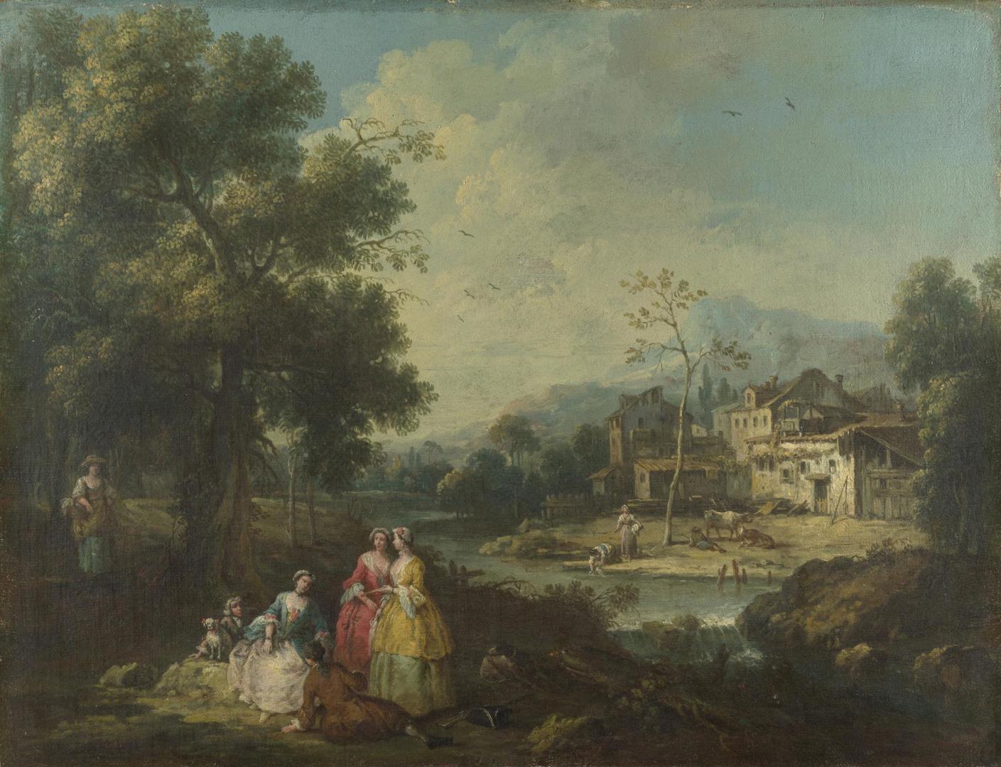 Landscape with a Group of Figures by Giuseppe Zais