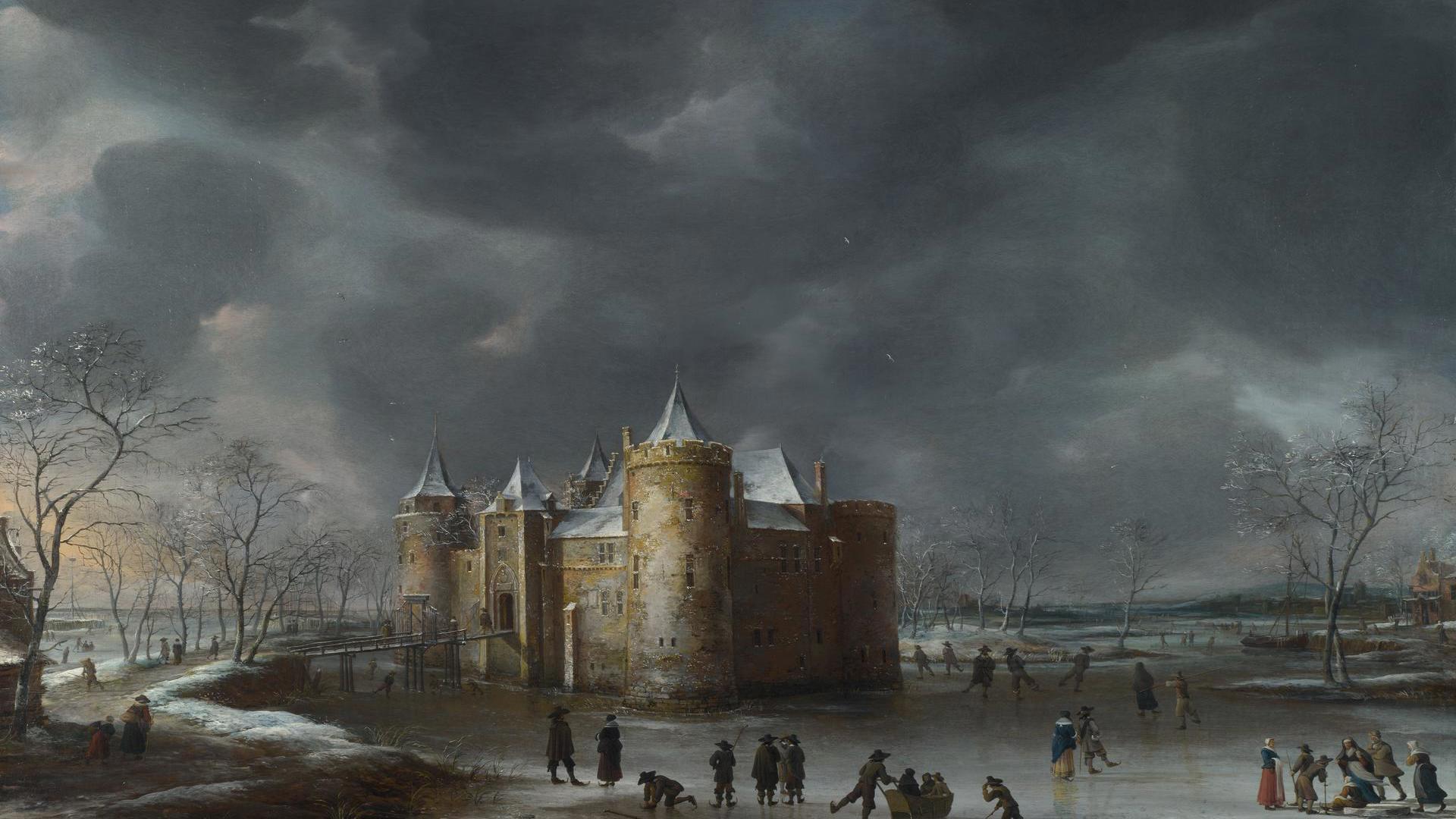The Castle of Muiden in Winter by Jan Beerstraaten