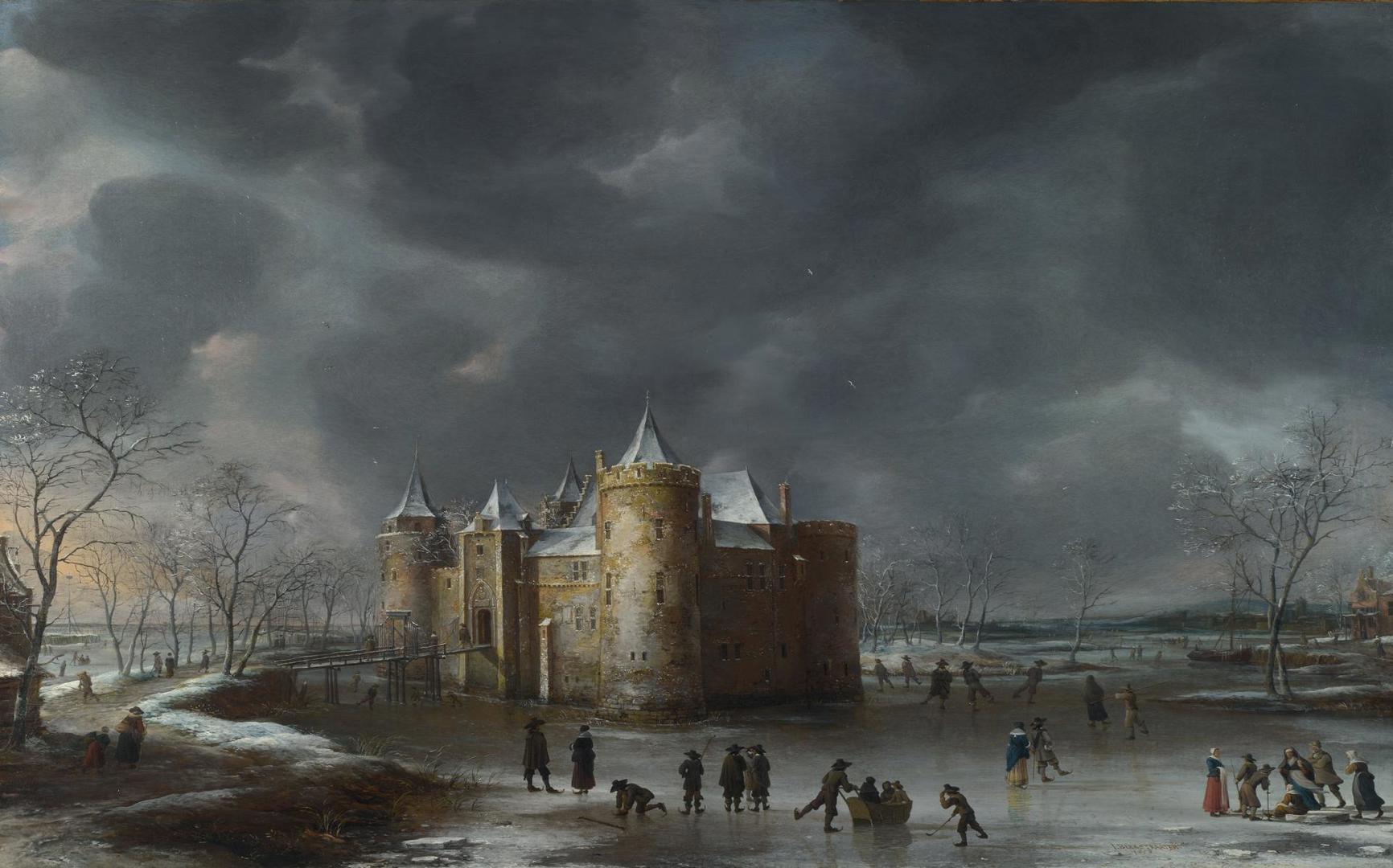 The Castle of Muiden in Winter by Jan Beerstraaten
