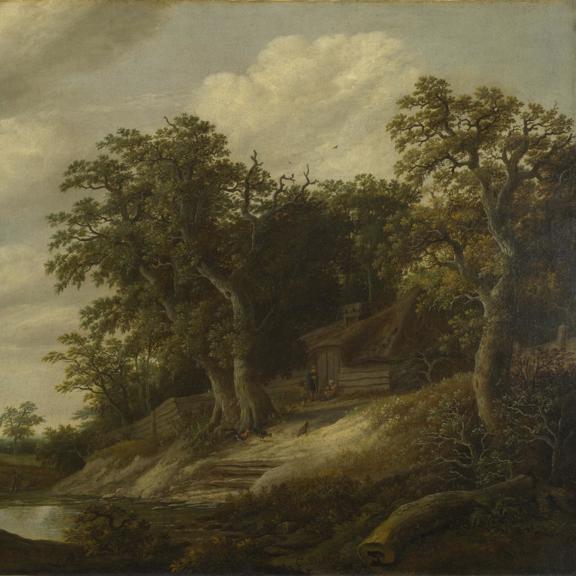 A Cottage among Trees on the Bank of a Stream