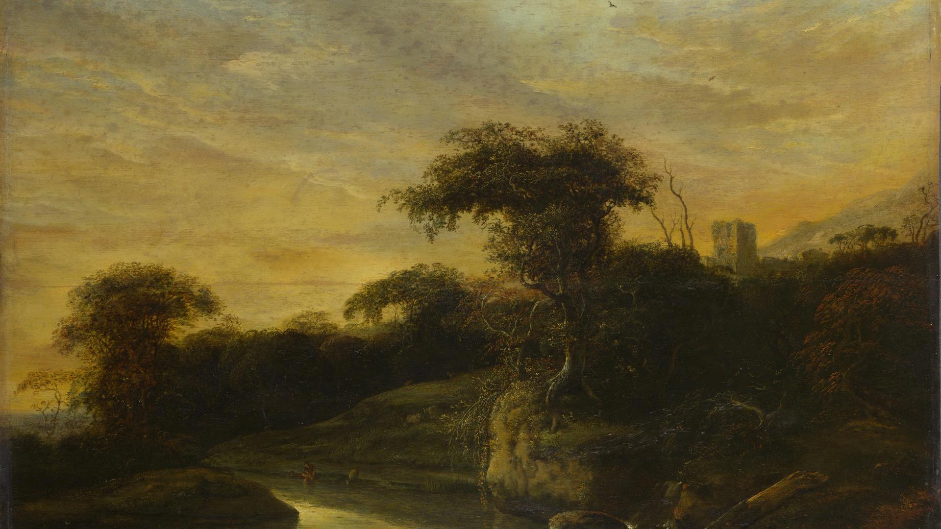 A Landscape with a River at the Foot of a Hill by Jacob de Wet the Elder