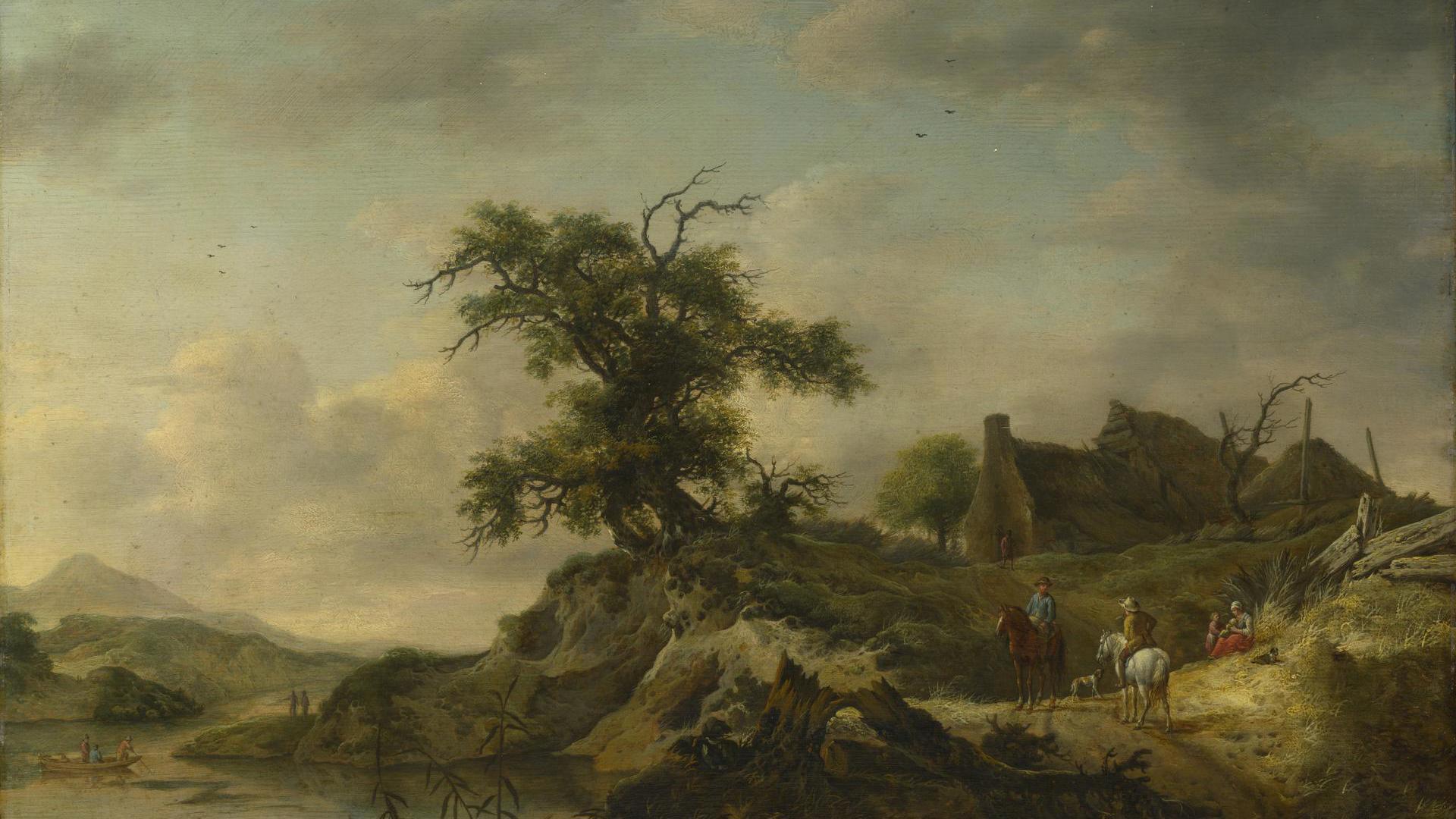 A Landscape with a Farm on the Bank of a River by Jan Wouwerman