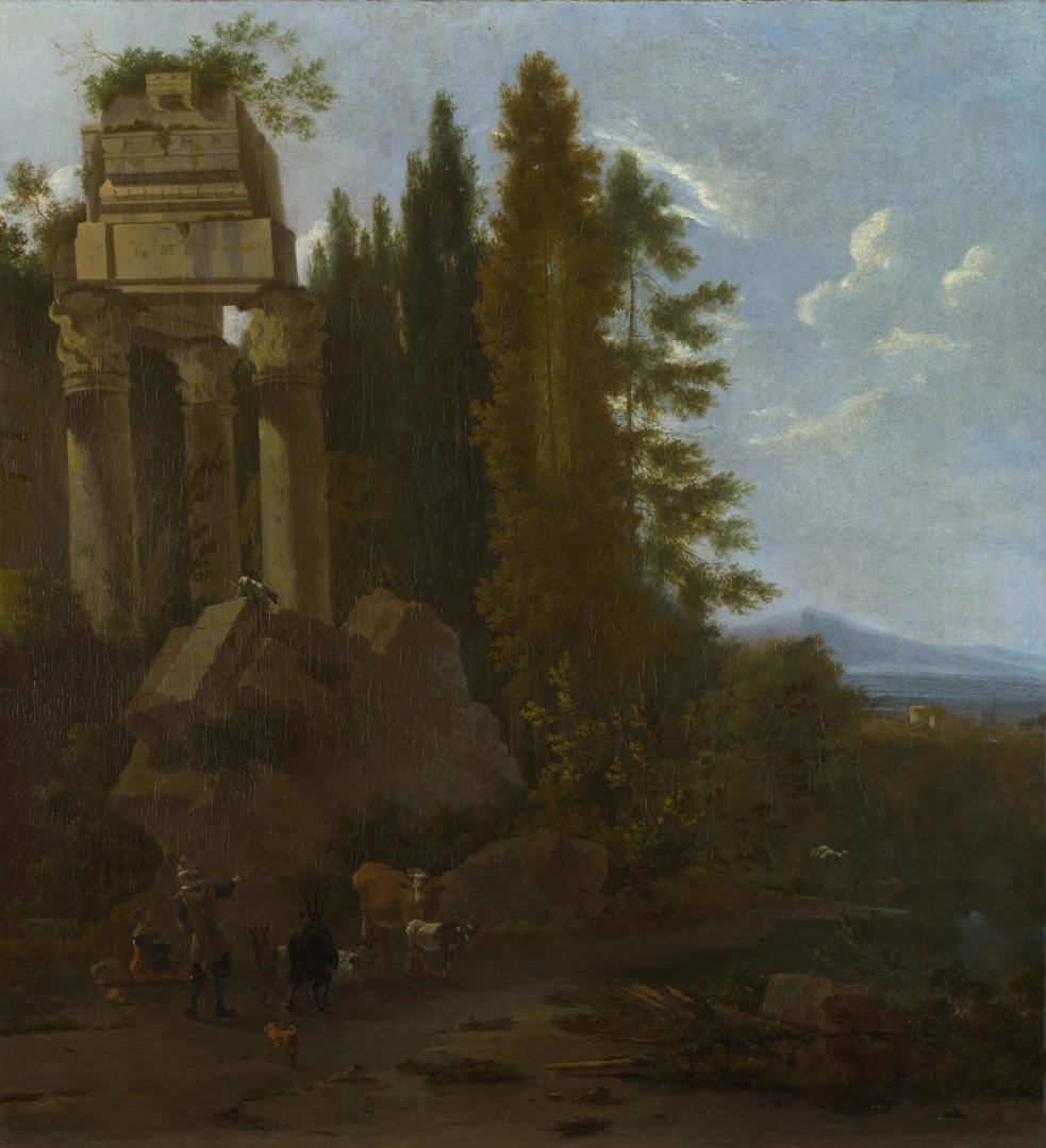 A Landscape with Classical Ruins by Frederick de Moucheron